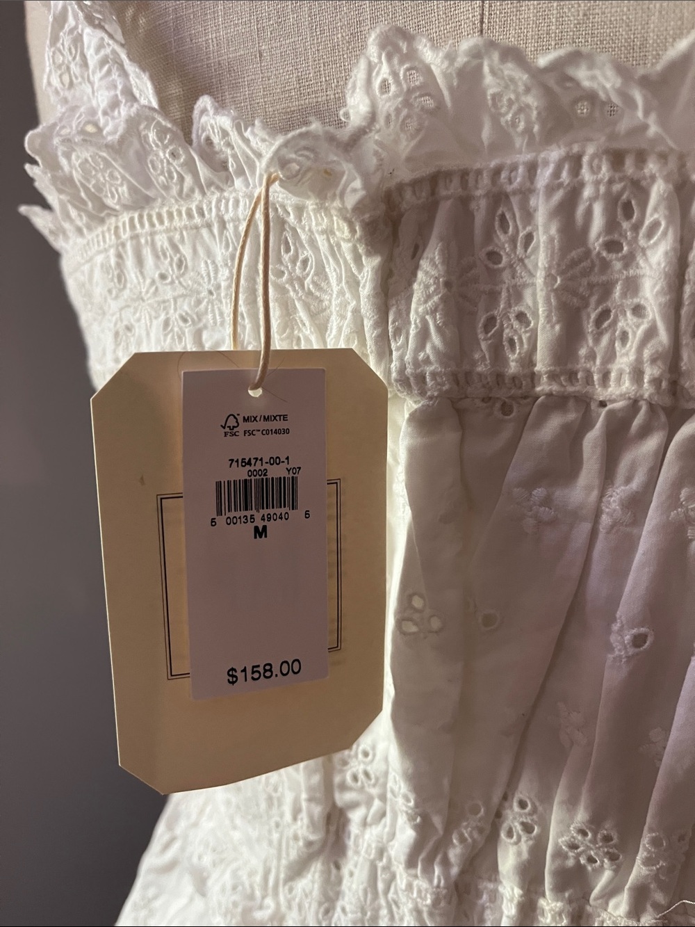 Gap x DOEN White Eyelet Tiered Midi Dress Classic Summer Coquette Cottage NWT - Picture 5 of 5